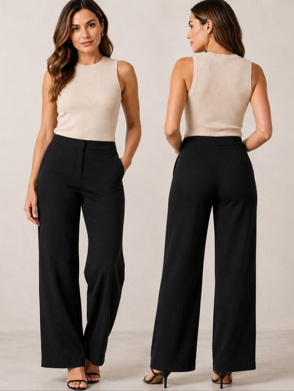 KUT from the Kloth Black Wide Leg Pants Size 8 High Rise Stretch Contemporary Qu